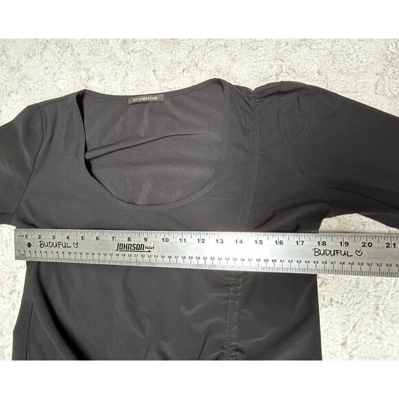 Sonja Marohn Women Scoop Neck Ruched Top Blouse Size 42 Black 3/4 Sleeve Stretch - Picture 8 of 10